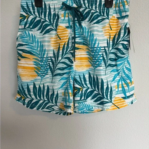 Burnside Men’s Performance Shorts Swimsuit Size L Stretch 5” Inseam Aqua Sunset - Picture 6 of 12